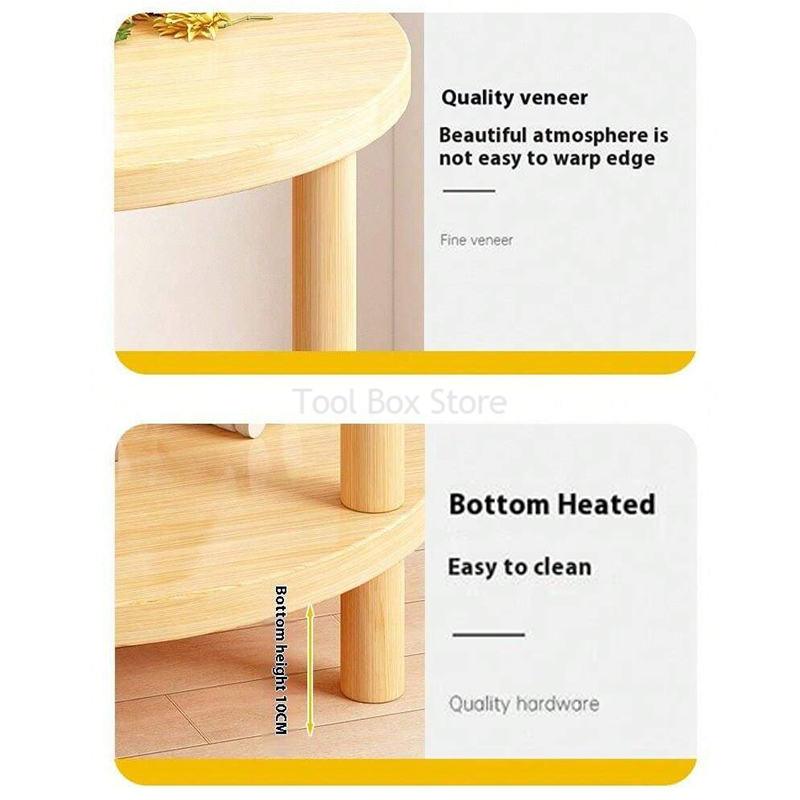 Mesita de noche redonda de madera, mesa auxiliar sencilla y moderna de 2 capas para sofá, mueble para el hogar, sala de estar, mesa pequeña, mesa de té