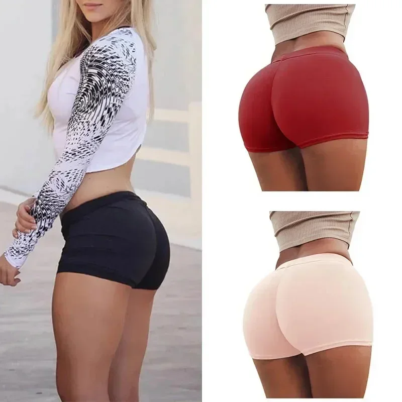 Pantalones cortos deportivos para mujer, Shorts ajustados con realce, elásticos, transpirables y flexibles, Color sólido