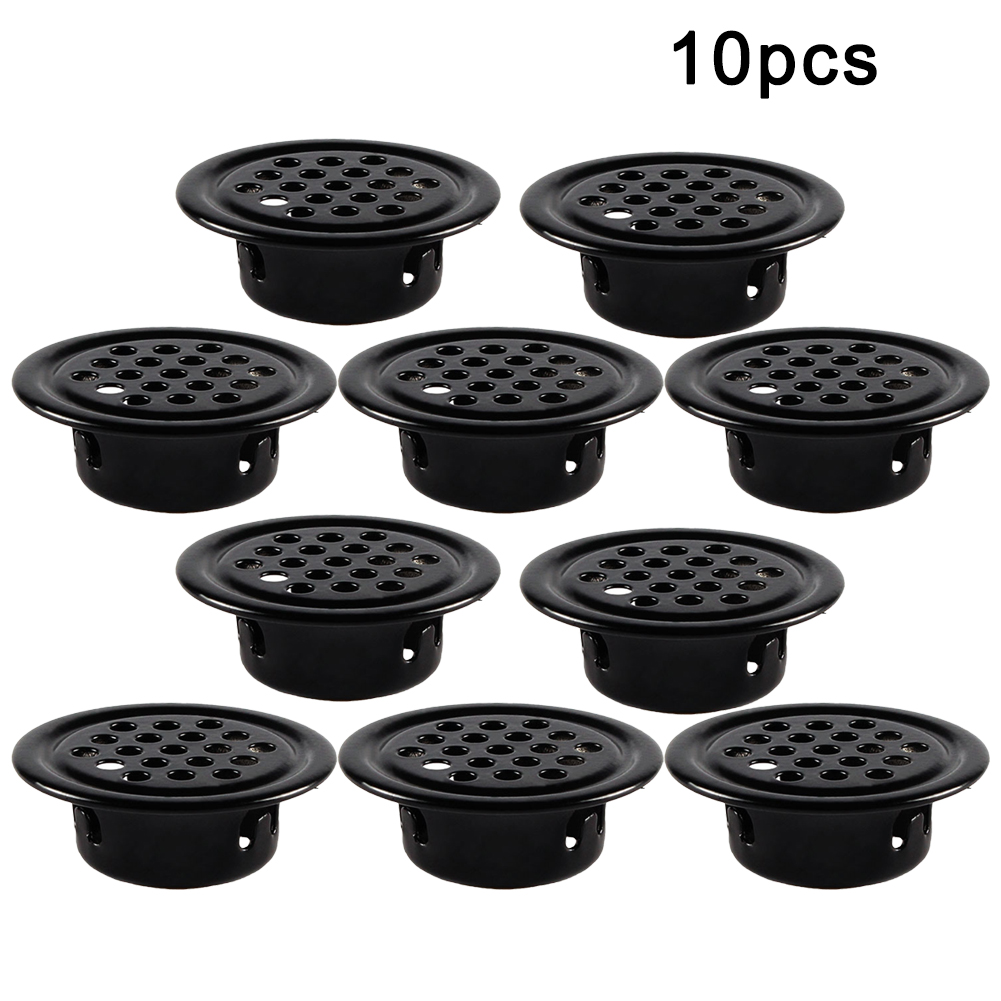 10 Uds. Conducto de aire redondo para gabinete, diámetro de ventilación de 19mm-53mm, rejilla de acero, tapón con orificio de malla, cubierta decorativa, sistemas de ventilación de rejilla de armario
