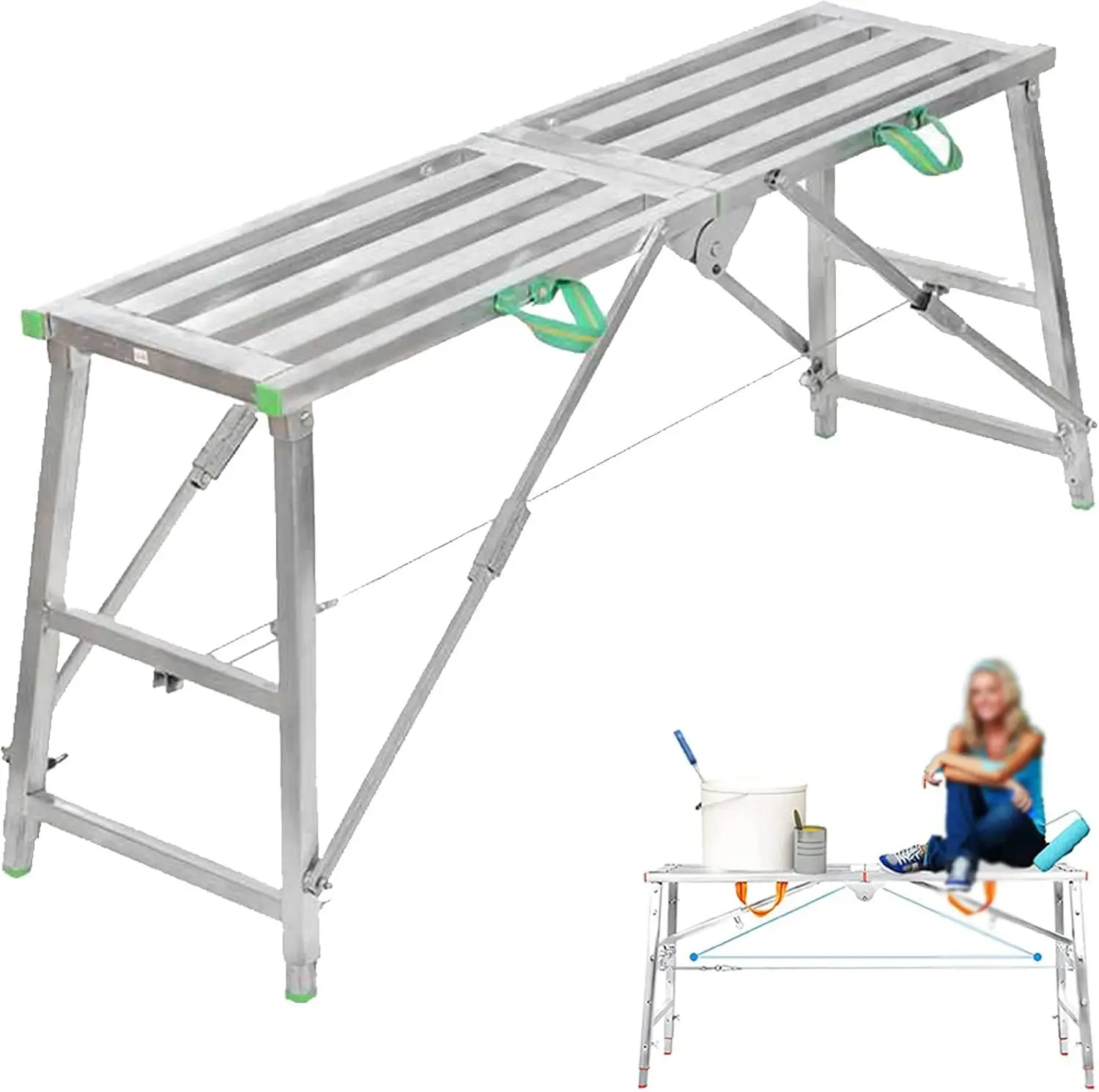 Equipo de andamio Plegable, andamio de Soldadura de Acero galvanizado portátil, Plataforma de Trabajo multipropósito de la Plata