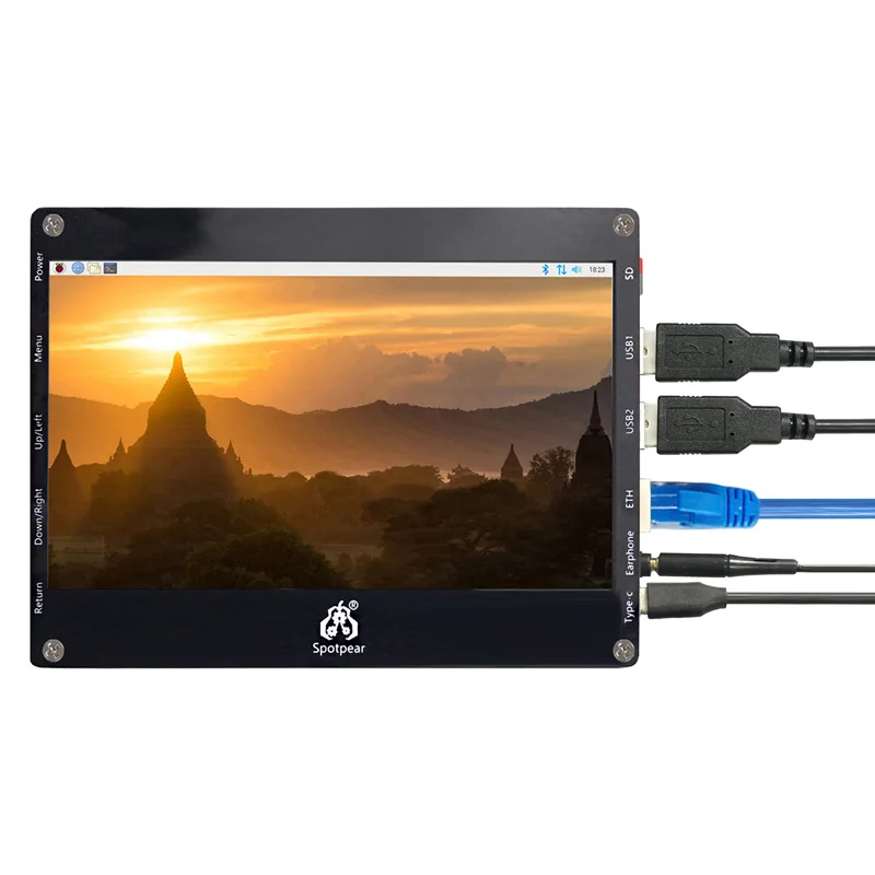 Raspberry Pi Zero 2W Dostosowany 7-calowy wyświetlacz LCD DIY Tablet Komputer z ekranem dotykowym RJ45 HUB USB