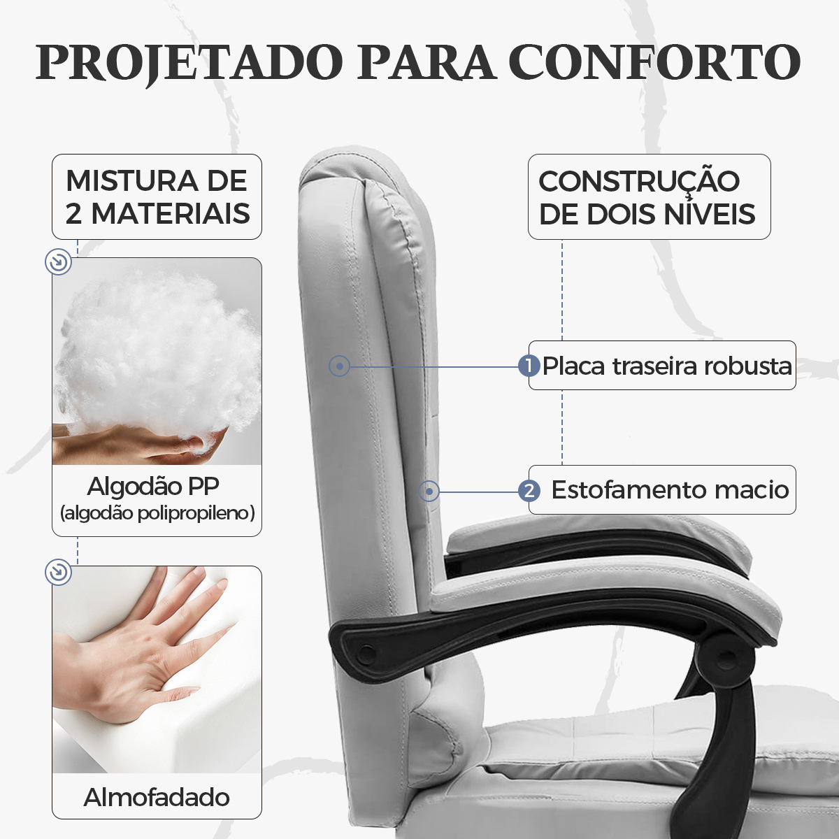Cadeira de Escritório Ergonômica Python Fly, Cadeira Gamer Presidencial em Couro Espessado com Suporte Lombar e Base 360°