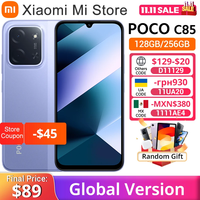 POCO C85 Global Version Smartphone 6.9" Dot Drop display 6000mAh battery 50MP Camera 33W Helio G81-Ultra NFC