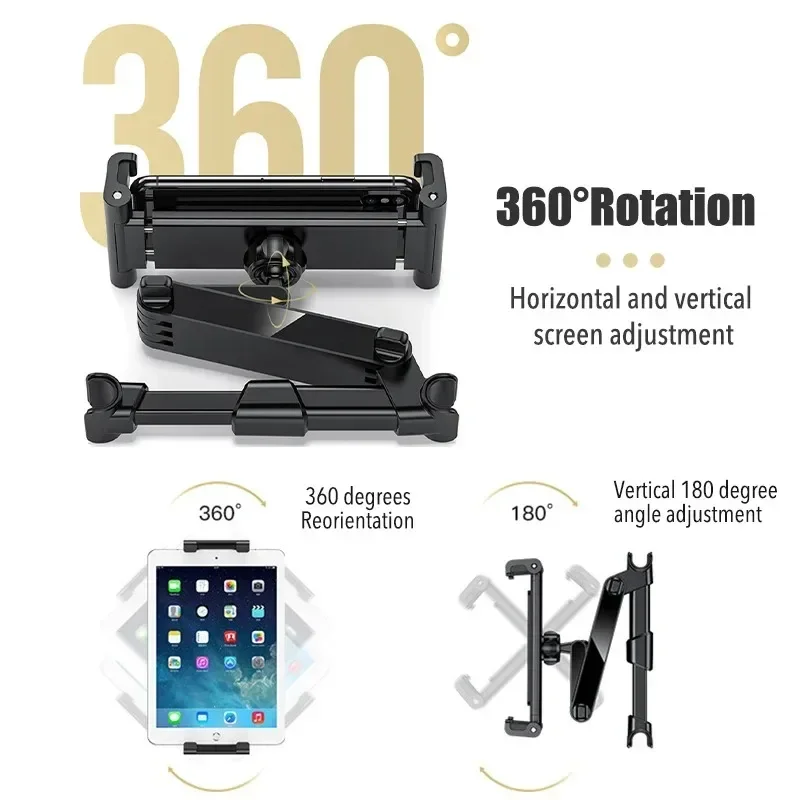 Auto-tablethouder, hoofdsteun Tablethouder Hoofdsteun Standhouder Compatibel met apparaten voor IPad Air Mini, andere 4,7-12,9" mobiele