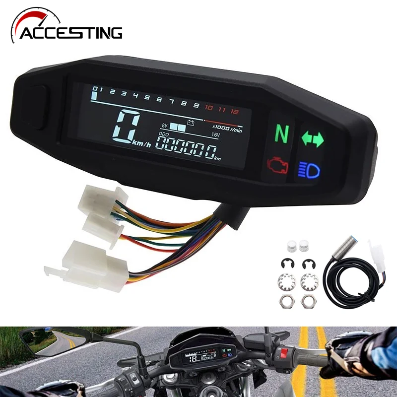 Digitale universele motorfiets snelheidsmeter oliemeter toerenteller meter instrumentenpaneel richtingaanwijzer indicator