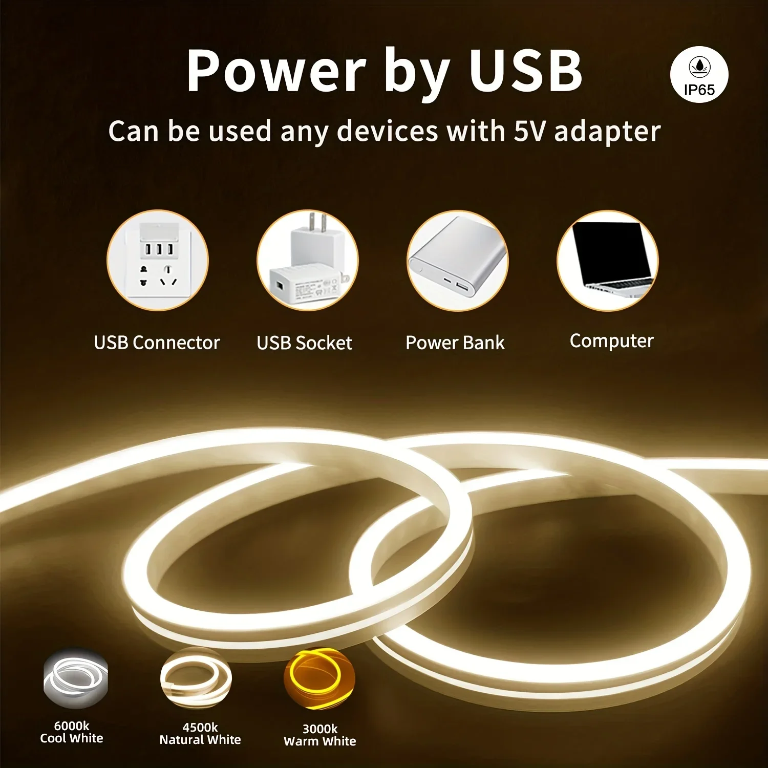 Bande lumineuse LED néon avec capteur de mouvement, interrupteur USB à intensité variable, corde Flexible en Silicone, Tupe, étanche, pour la décoration extérieure de la maison