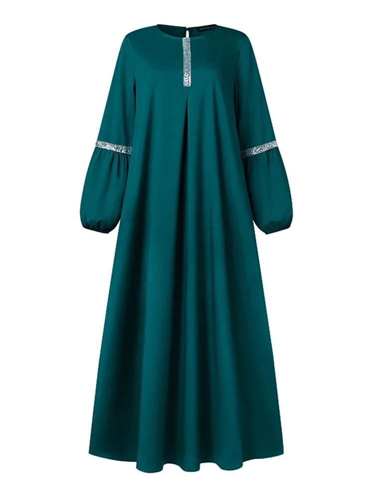 Vestido veraniego informal con lentejuelas, vestido musulmán para mujer, caftán con puño elástico, ropa lislamic árabe de Dubái, Abayas, ropa musulmana para mujer