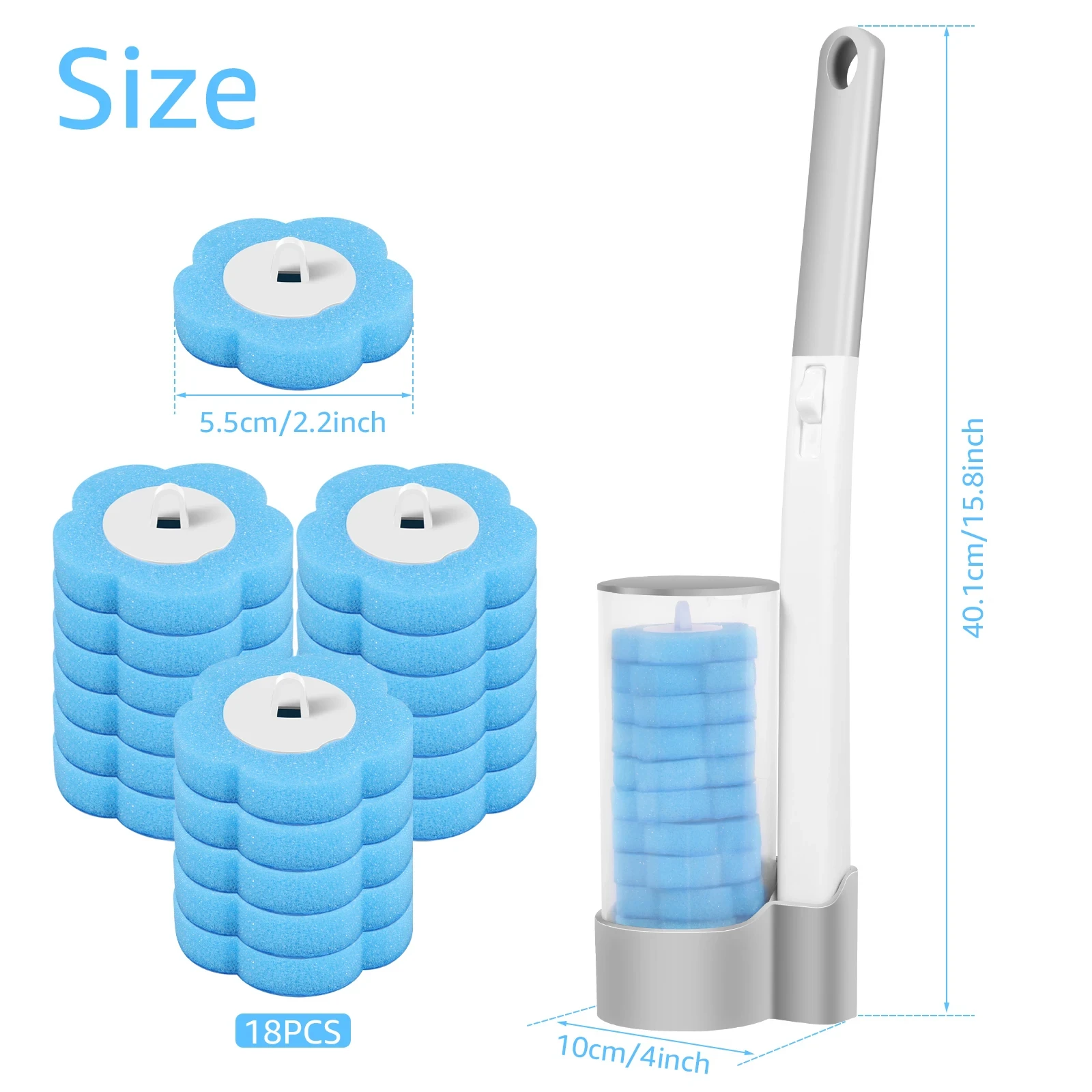 18/36 stuks wegwerp toiletborstel lange steel wandgemonteerde wc-reinigingstoolkit met vervangbare opzetborstel badkameraccessoires
