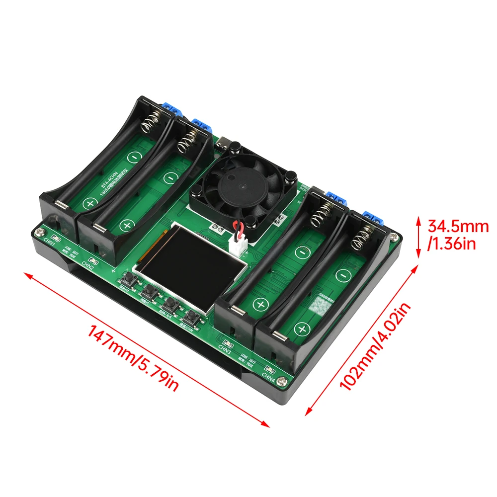 เครื่องทดสอบแบตเตอรี่จอแสดงผล LCD Universal Battery Checker Analyzer Charger สําหรับ 18650 แบตเตอรี่ 4 ช่องเครื่องทดสอบความต้านทานภายใน