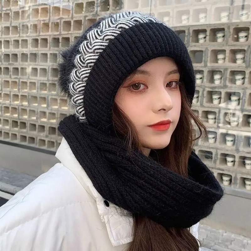 Nueva bufanda de invierno cálida y súper bonita, guantes con forro polar grueso, protección para los oídos, gorro de punto de una pieza a prueba de viento y frío
