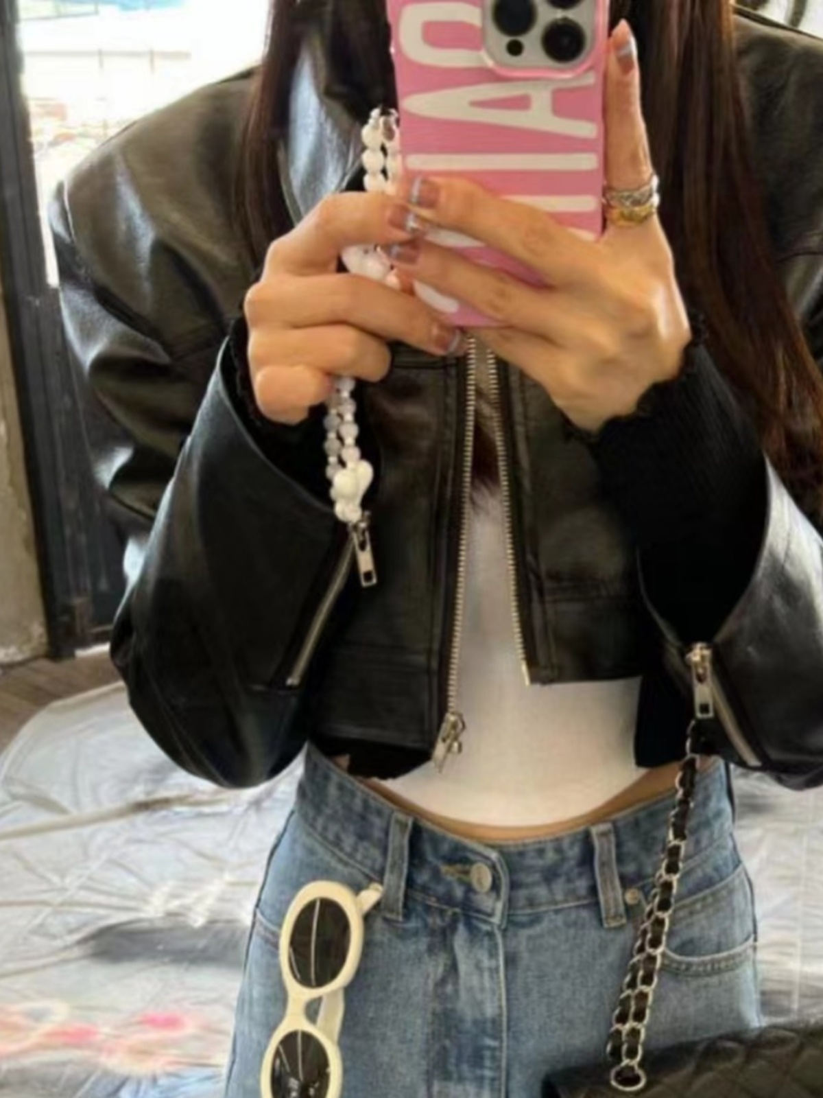 韓国スタイルショート Pu レザージャケット女性の秋の新ヴィンテージ襟スプライシングデザインセンスアウタートップポロ襟