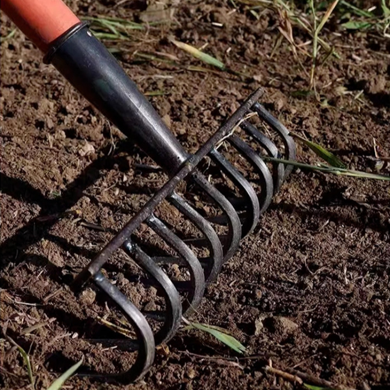 Rastrillo de uñas multifuncional Ninetooth, rastrillo de uñas de acero al manganeso resistente y duradero para el hogar, herramienta agrícola de jardín