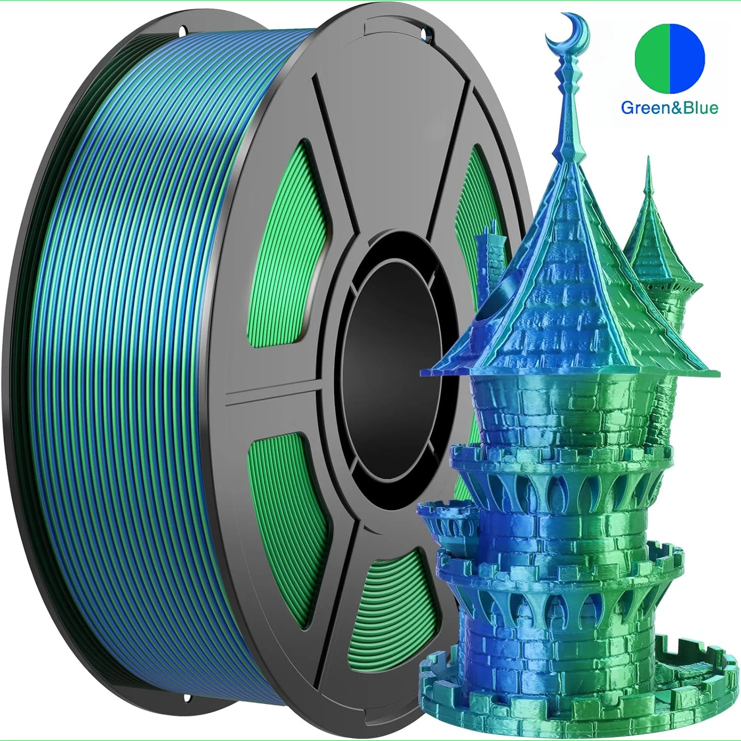 Meerkleurig 3D-printerfilament, dubbele / drie kleuren 1,75 mm PLA zijdeglanzend printfilament, 250 g (0,55 lbs) geschikt voor de meeste FDM 3D-printers