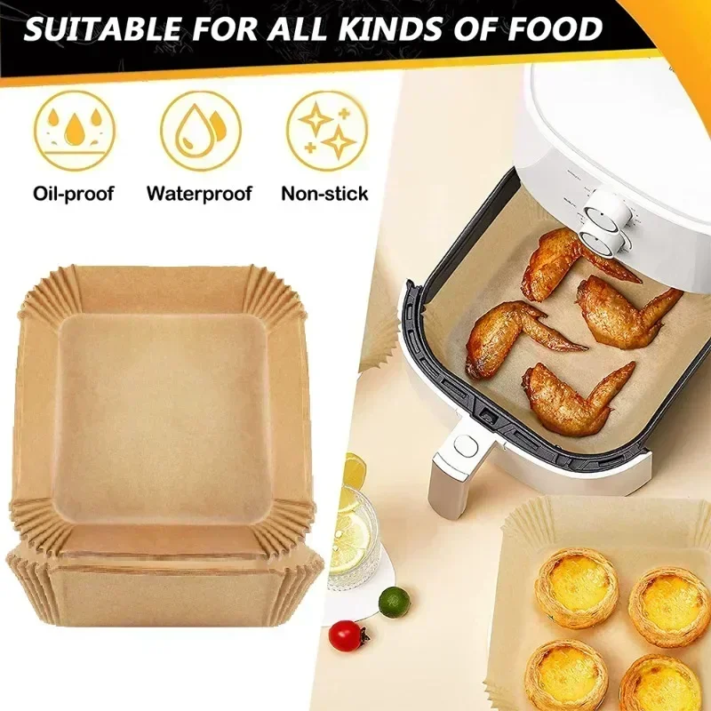 Airfryer Shape Paper Air Fryer Liners Food Grade Baking Utensils Greaseproof Paper Tray Non-stick Baking Mat Bakeware Kitchen