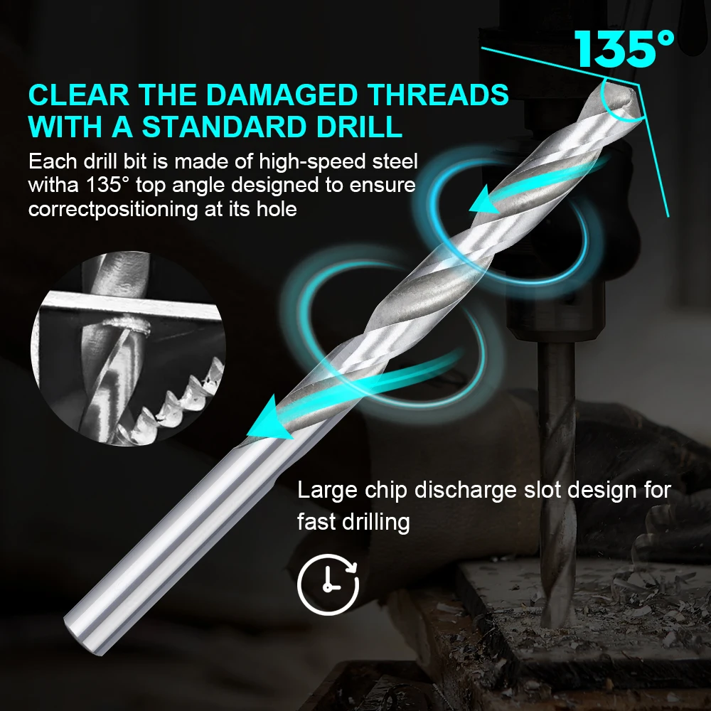 XCAN Chủ Đề Bộ Dụng Cụ Sửa Chữa M3 M4 M5 M6 M8 M10 M12 M14 Vít Ren Miếng Lót Cho Phục Hồi Hư Tổn Sợi Chỉ Sửa Chữa dụng Cụ Mũi
