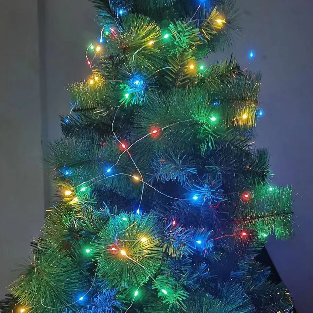 6pcs 1M 2M 3M 5M 웨딩 빛 LED 구리 와이어 문자열 조명 요정 갈 랜드 크리스마스 LED 빛 Navidad 야외 정원 장식
