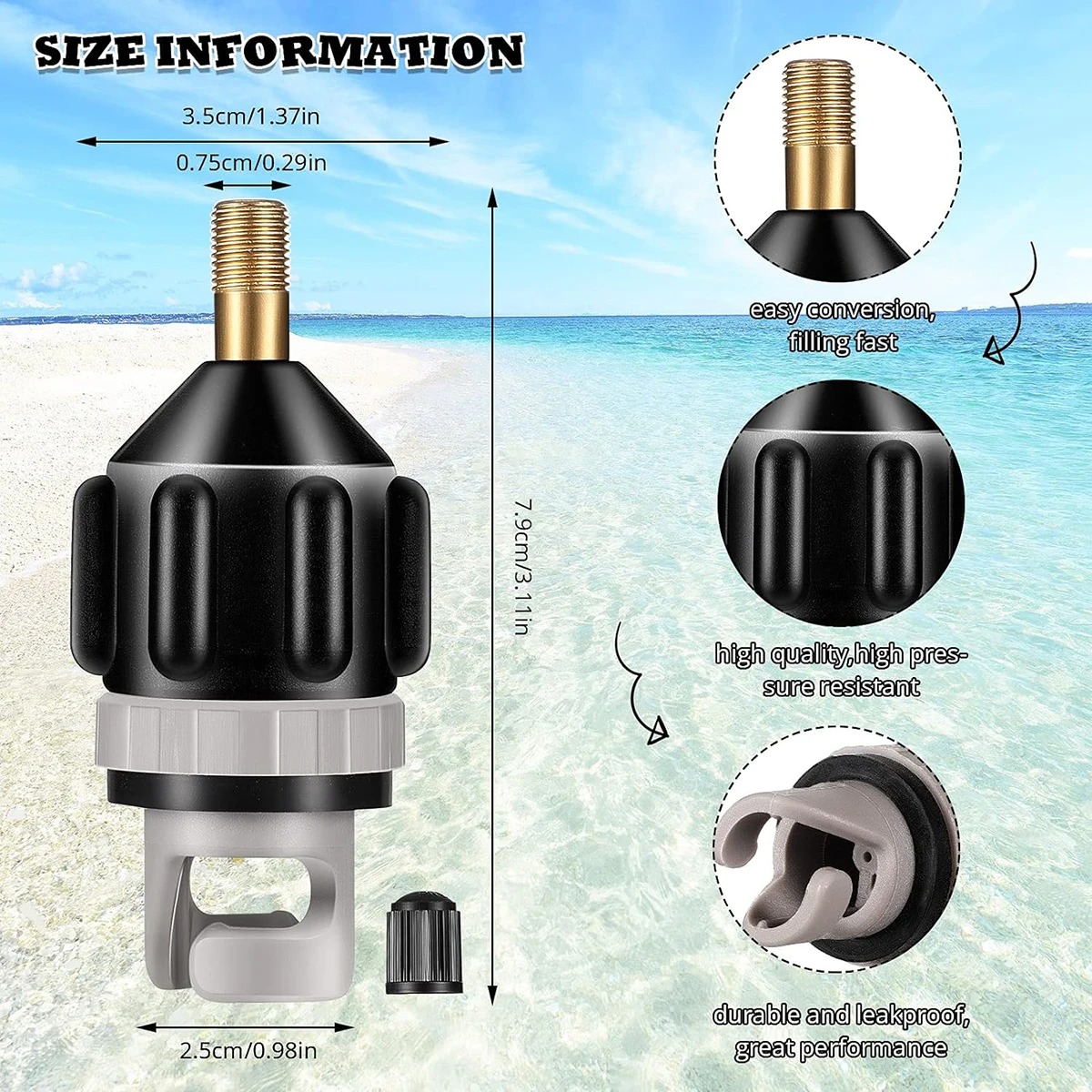 Luchtventieladapter Roeien Rubberboot Kano Kajak Luchtventieladapter Opblaasbare compressorpompconverter voor SUP Board