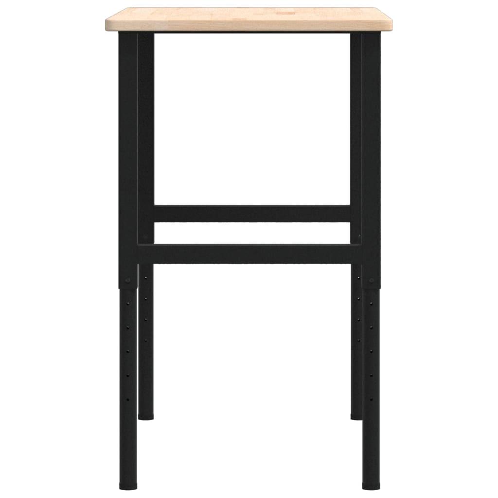 Solid Oak Workbench 100x60 cm Adjustable Height 71.5-98 cm - Sturdy Rectangular Design
