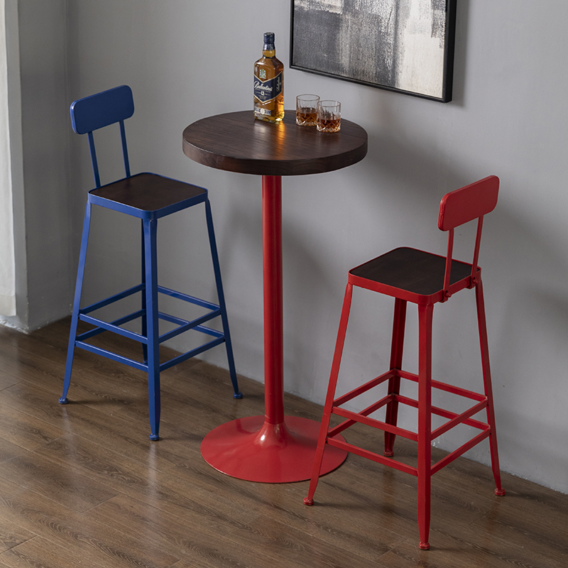 Vintage Industrial Bar Stools Iron Counter Height Chair with Backrest Modern Dining Chairs for Kitchen Minimalist Home Furniture