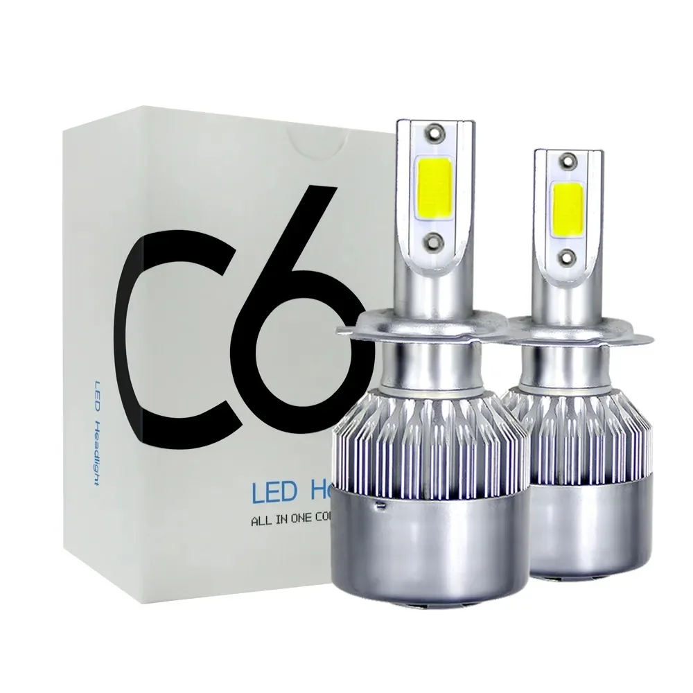 2 stks C6 72 W H11 H4 Hi/Lo H1 H7 COB LED H11 HB3 9005 HB4 9006 Auto Koplampen Auto Mistlamp 12 V 7200LM Auto Koplampen