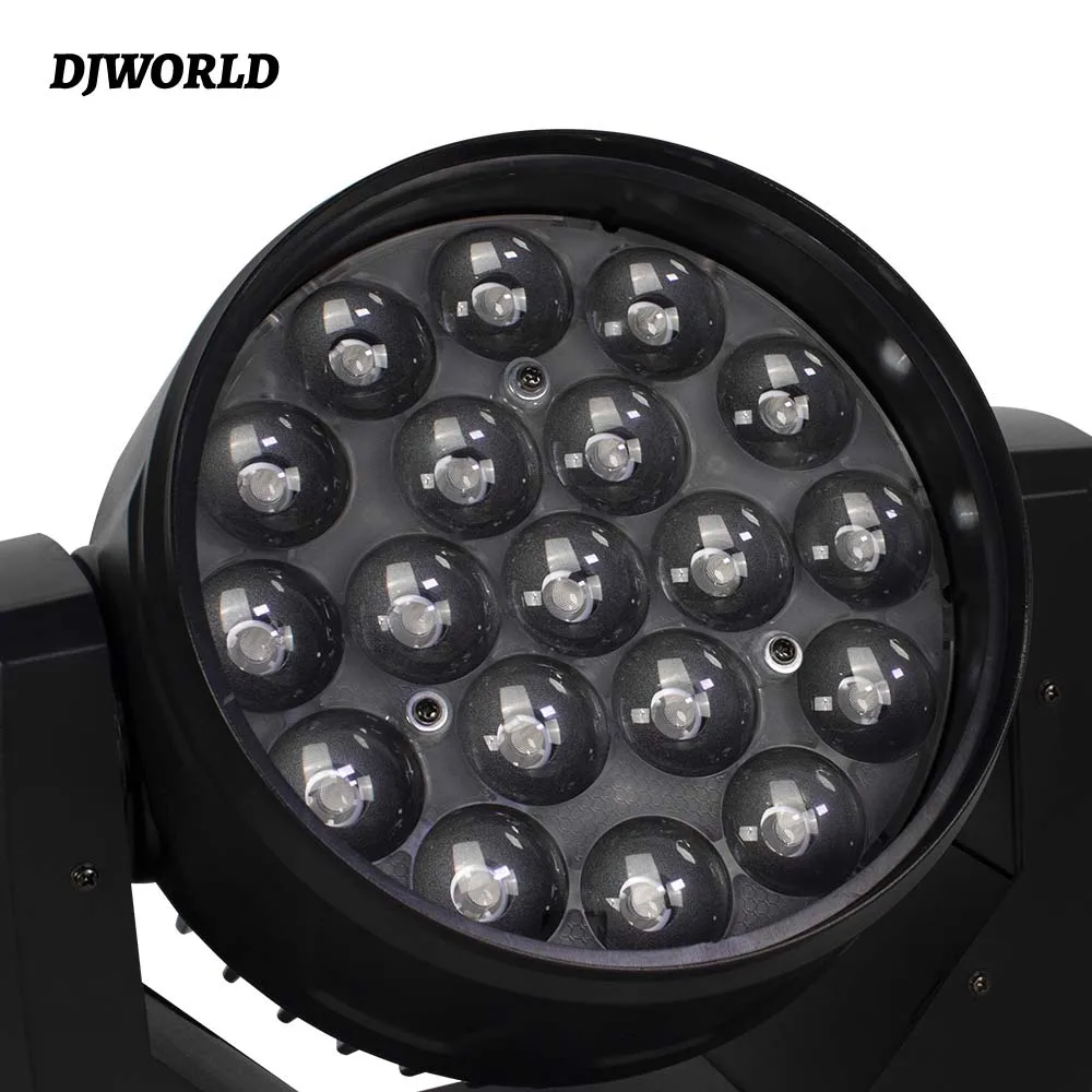 19x15W ซูม Beam Wash Moving Head Light สําหรับแสงเวที RGBW 4in1 LED และ DMX DJ ดิสโก้และไนท์คลับ