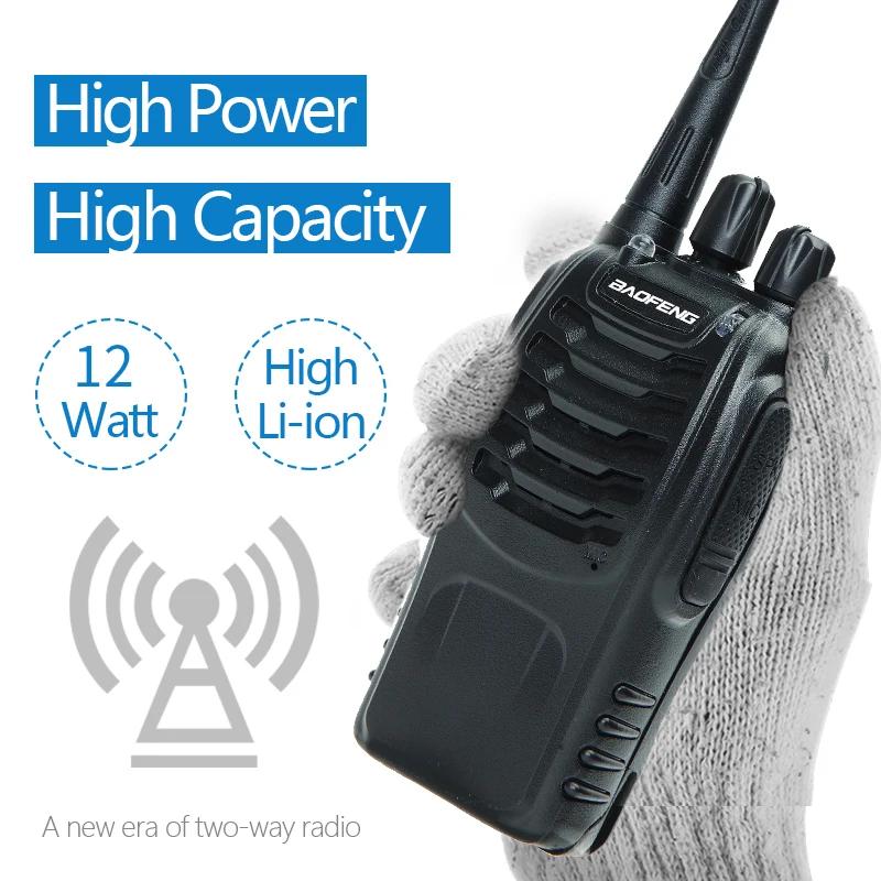 2 uds Baofeng BF-888S Walkie Talkie UHF 400-470MHz 888s 100km2 Radios Ham bidireccionales de largo alcance transceptor USB para caza