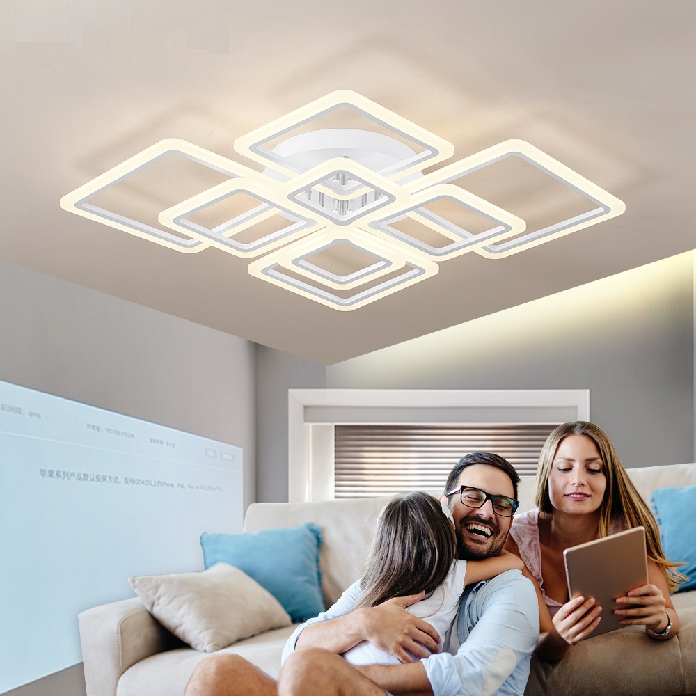 Nordic Pendelleuchte Deckenleuchte Moderner quadratischer LED-Kronleuchter Geeignet für Schlafzimmer Wohnzimmer Küche Esszimmer Beleuchtung Dekor