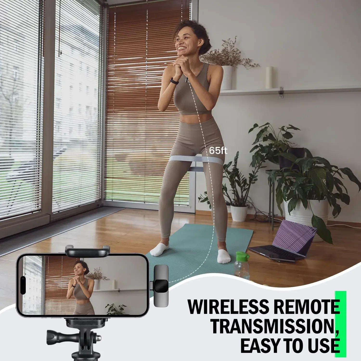 Two Wireless Lavalier Microphones Audio Video Recording Mini Microphone for iPhone Android for vlog YouTube Shooting Microphone