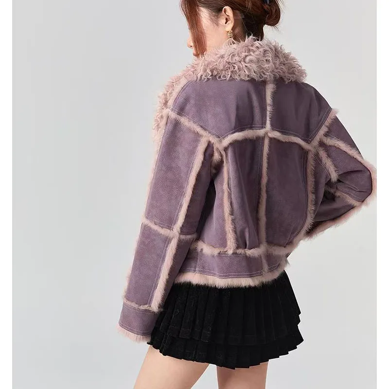 2024 ฤดูใบไม้ร่วงและฤดูหนาวขนสัตว์สั้นผู้หญิงSheepskin Jacketฟอกหนังนิ่มผ้าธรรมชาติ 100% กระต่ายขนสัตว์ซับผู้หญิงขนสัตว์
