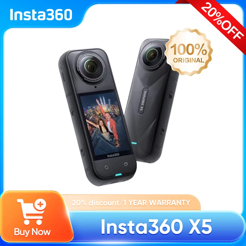 Insta360 X5 Waterproof 8K 360° Action Cam Lenses8K 30fps 360° Video X5 Action Camera Wind Guard 185mins New original