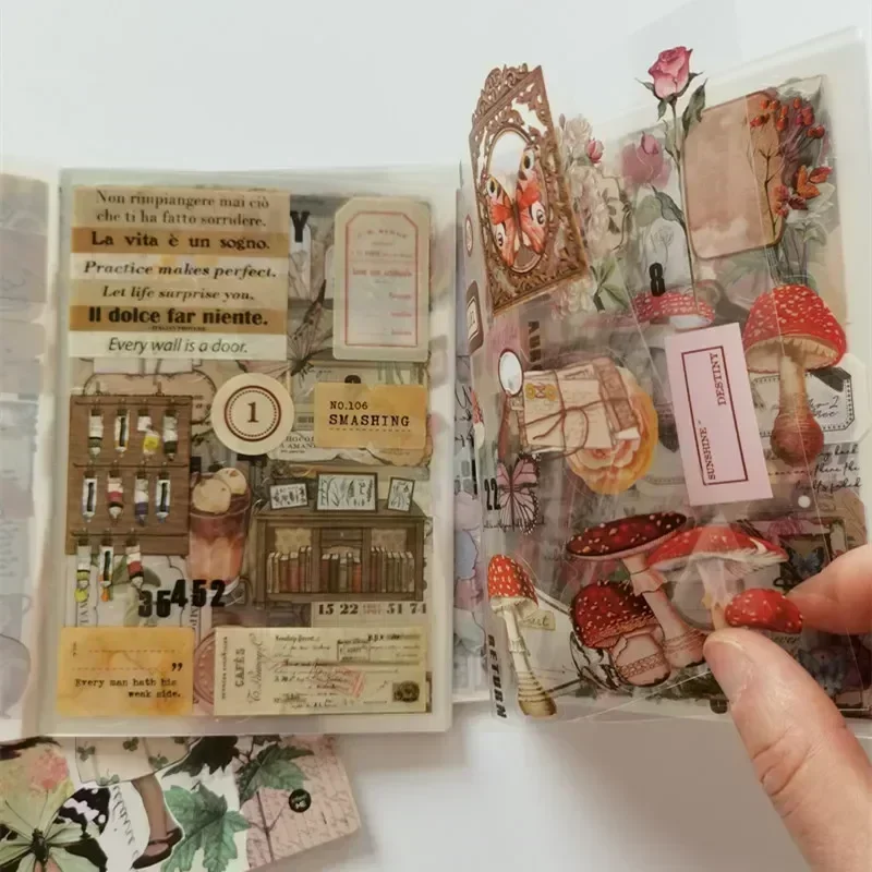 20 Tờ Vintage Thú Cưng Miếng Dán Sách Diy Nhật Ký Trang Trí Vật Có Hoa Bướm Hoa INS Miếng Dán Album Thêu Sò Kawaii Đồ Văn Phòng Phẩm