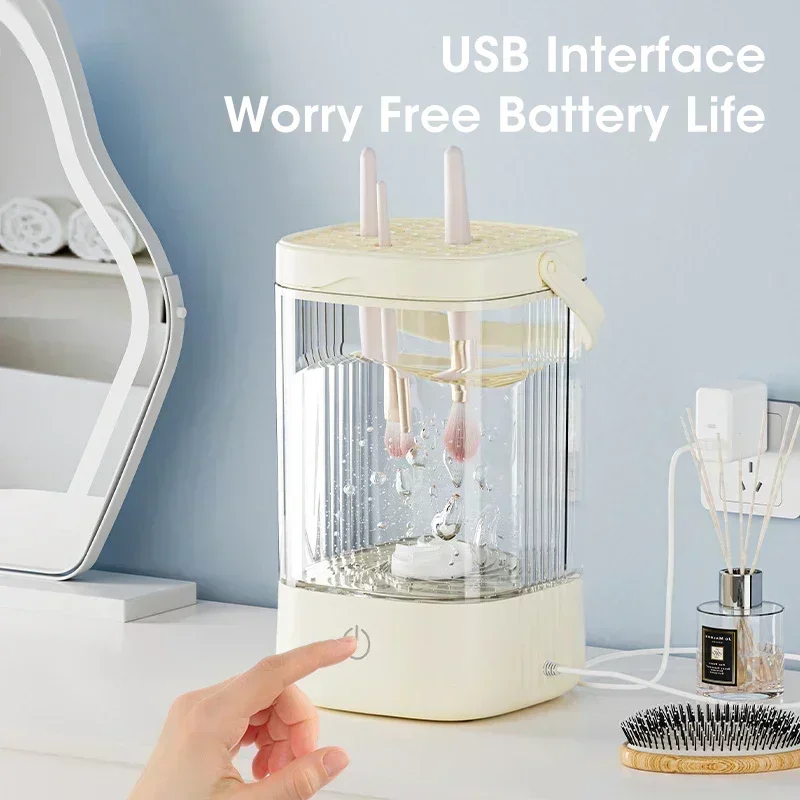 3-in-1 USB elektrische make-upborstelreiniger Draagbare make-upborstels Luie reinigingsborstel Gereedschap Automatische make-upborstelreiniging