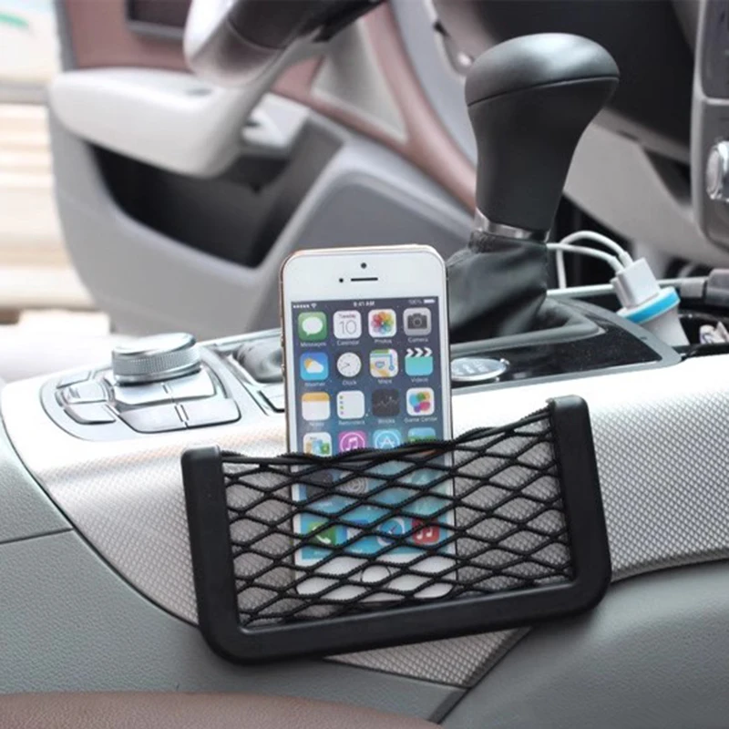 Selbstklebende Auto-Aufbewahrungstasche, Netze, Autositz-Organizer, Tür, Seitennetz, Tasche, Telefonhalter, 15–20 cm, elastische Aufbewahrungsnetze für Auto-Styling