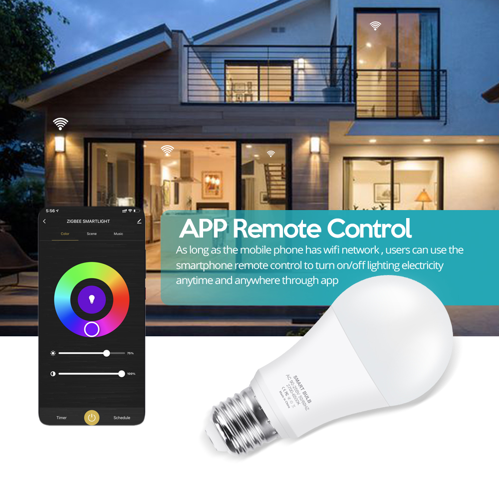 Zigbee LED-Glühbirne E27 E14 GU10 Intelligente Lampe RGB+WW+CW LED-Birne Sprachsteuerung mit Alexa, Google Home, Smartthings