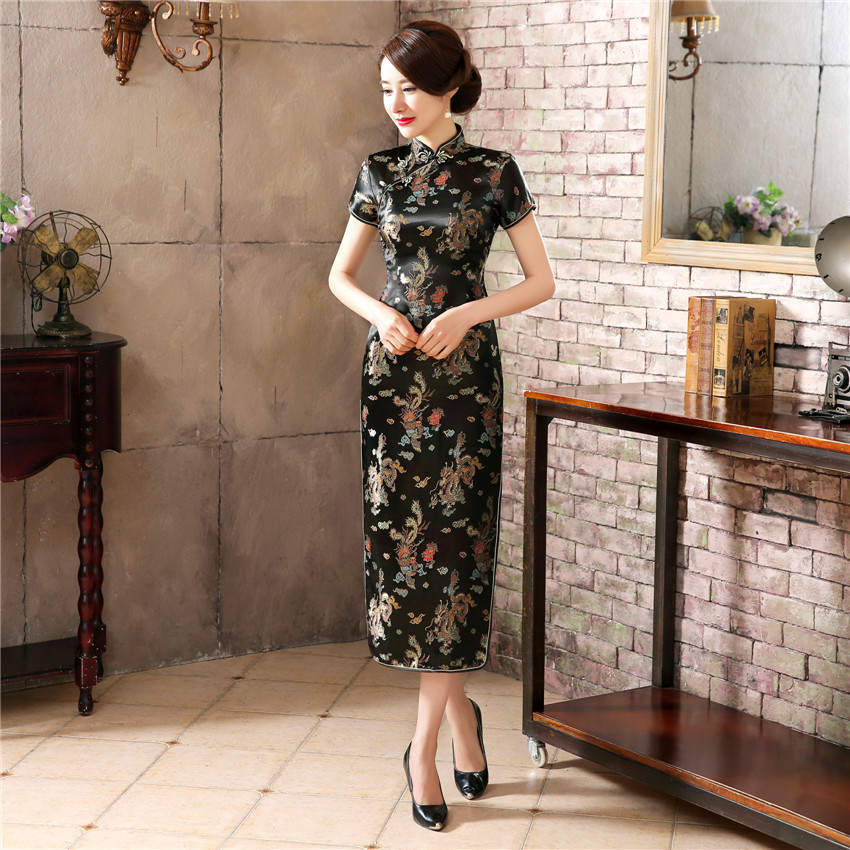 Duży rozmiar 5XL 6XL Vintage Cheongsam nowy chiński styl długa sukienka tradycyjne sukienki z kołnierzykiem mandaryńskim seksowna szczupła rozcięcie Qipao