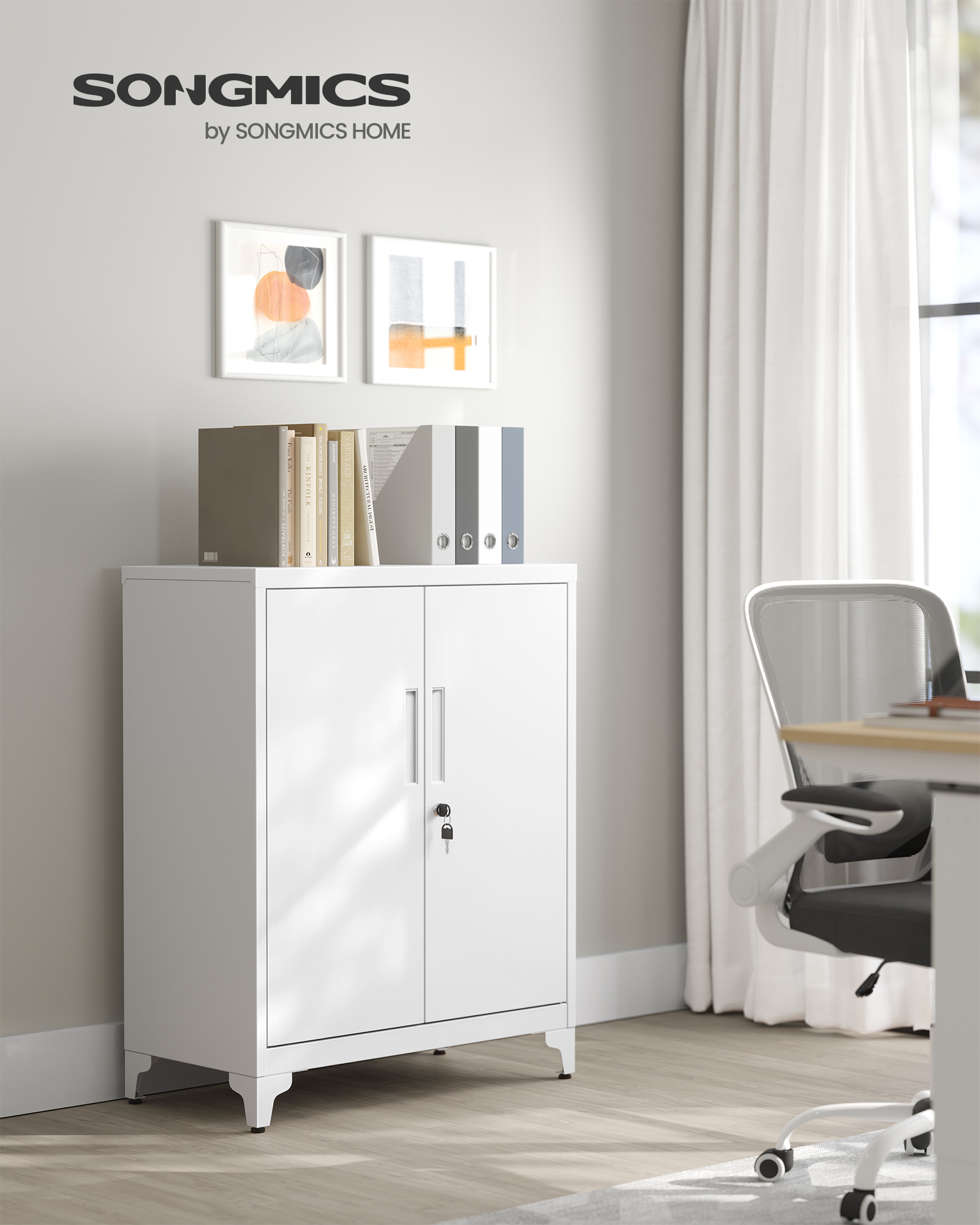 SONGMICS archiefkast archiefkast, multifunctionele kledingkast, kantoorgarderobe met 2-deurs