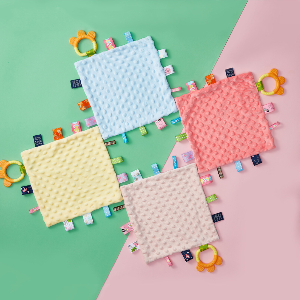 Coperta per piumino in cotone per bambini Morbida etichetta per piselli neonato Asciugamano lenitivo Carino per bambini Giocattolo per il sonno Lenire Placare Asciugamano Bavaglini Asciugamano per saliva