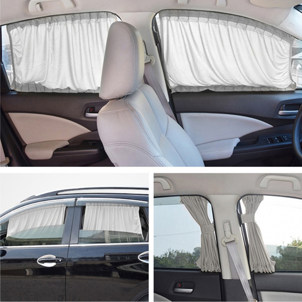 2pcs Universal Car Sun Shade ผ้าม่านหน้าต่างด้านข้างอัตโนมัติป้องกันรังสียูวีสีดําผ้า Sun Visor ผ้าม่านรถ-จัดแต่งทรงผม