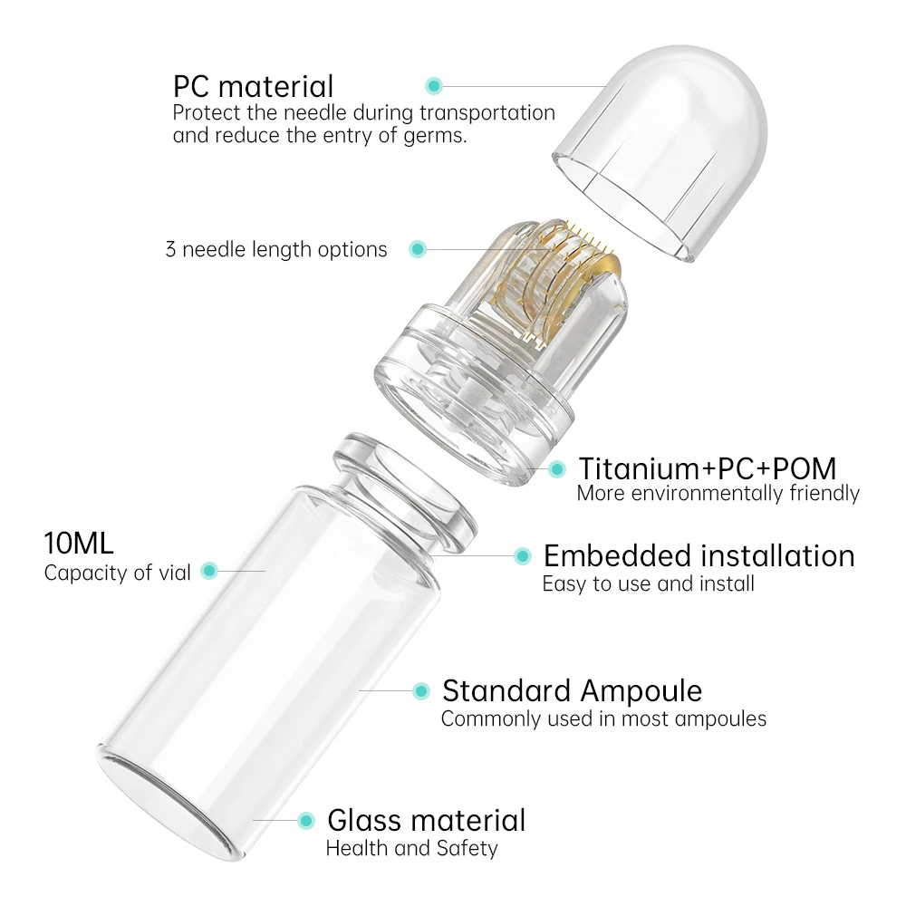 Hydra Roller 64 pins Titanium Micro Needle Derma Roller Skin Care Device Home Use Lip Face Brow Hair Scalp Serum Applicator