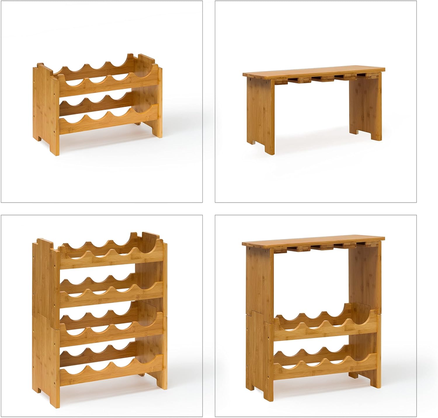 Zeitlich begrenzter Rabatt – Relaxdays Bambus-Weinregal, 84 x 50 x 24 cm, Flaschenhalter mit Weinglashalter