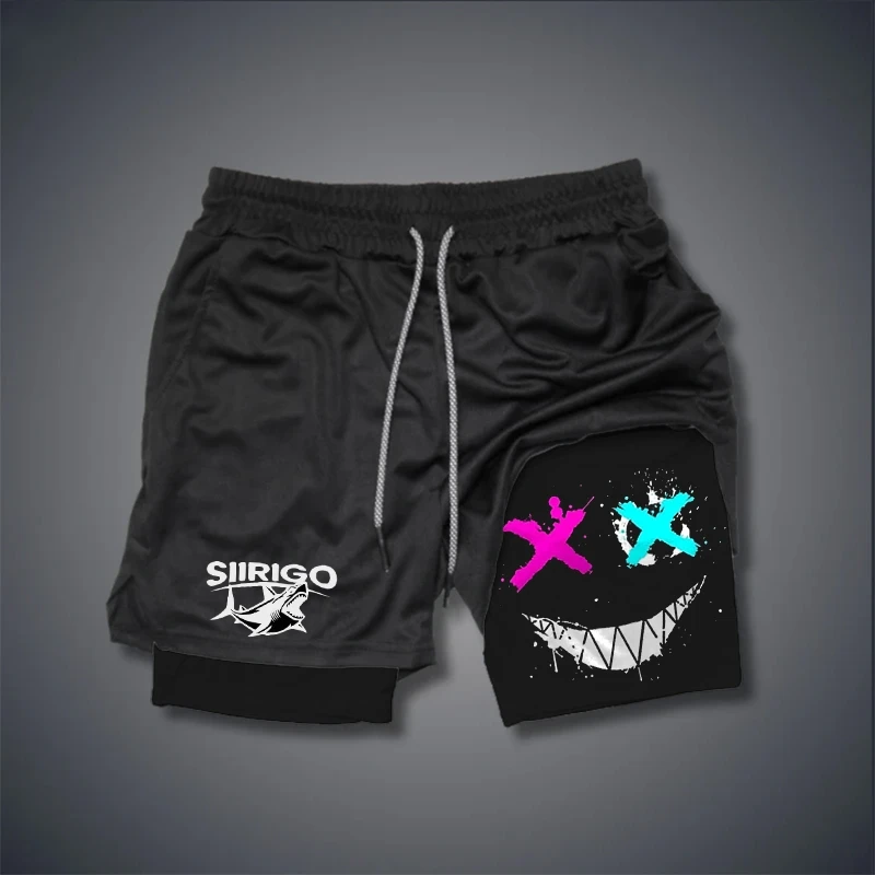 Shorts masculinos respiráveis de camada dupla, shorts esportivos de secagem rápida para treinamento, corrida, pernas retas, tendências de verão e novidade