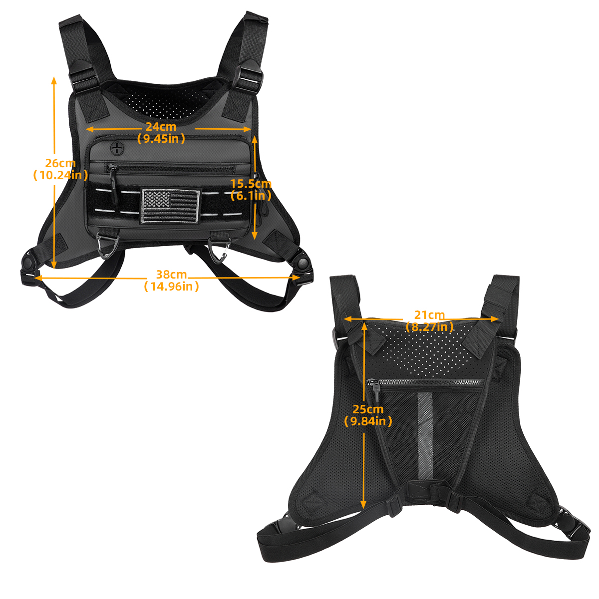 Sportborsttas voor heren, waterbestendige lichtgewicht hardloopvesttas aan de voorkant met ingebouwde telefoonhouder en extra opbergruimte