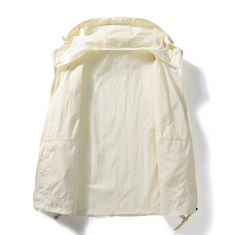 Plus Size Jacke Herren Sommer Kapuze Dünne wasserdichte Sonnenschutzkleidung Voller Reißverschluss Schnelle trockene Haut Windjacke Mantel