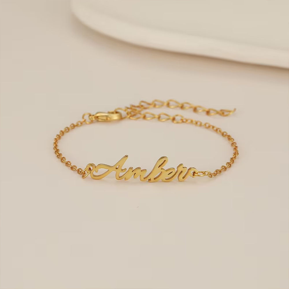 Pulseras con nombre personalizado a la moda, pulseras personalizadas de acero inoxidable con letras para mujer, brazalete para bebé, joyería, regalo no alérgico