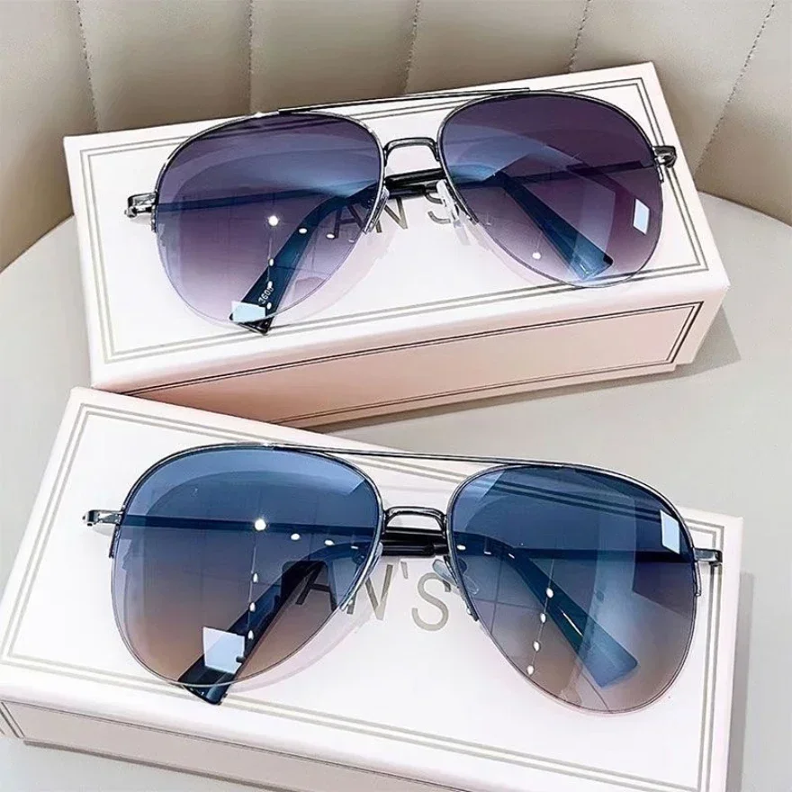 Gafas De sol con gradiente De moda para hombre, gafas De sol De piloto con montura grande, diseño antirreflectante, Lunette De Soleil Homme UV400 (sin caja)