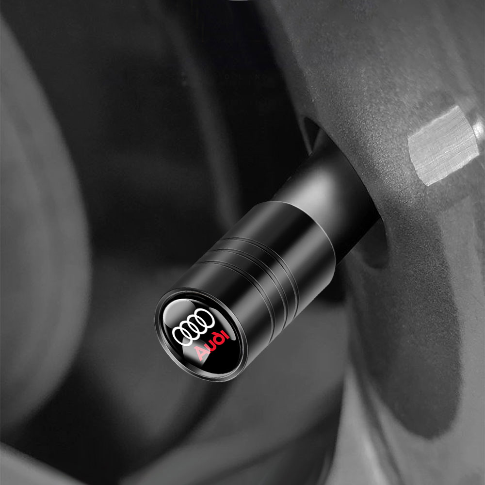 Tapas de válvula de neumático de rueda de Metal, 4 piezas, funda de vástago, insignia para Audi Sline RS A4 B7 B8 B9 A3 8P 8V 8L A5 A6 C6 C7 Q2 Q3 Quattro
