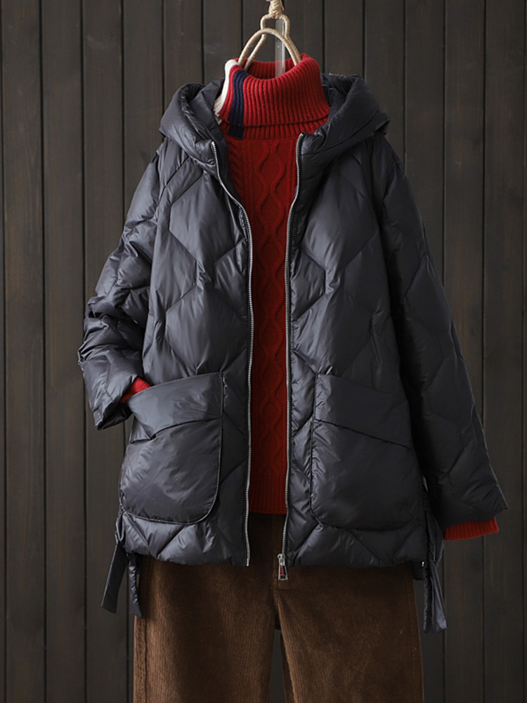 แจ็คเก็ตขนเป็ด90% สีขาวสำหรับผู้หญิง, ใหม่เสื้อกันหนาวขนเป็ดแบบลำลองทรงหลวมมีฮู้ดเสื้อคลุมขนเป็ดสั้นให้ความอบอุ่น