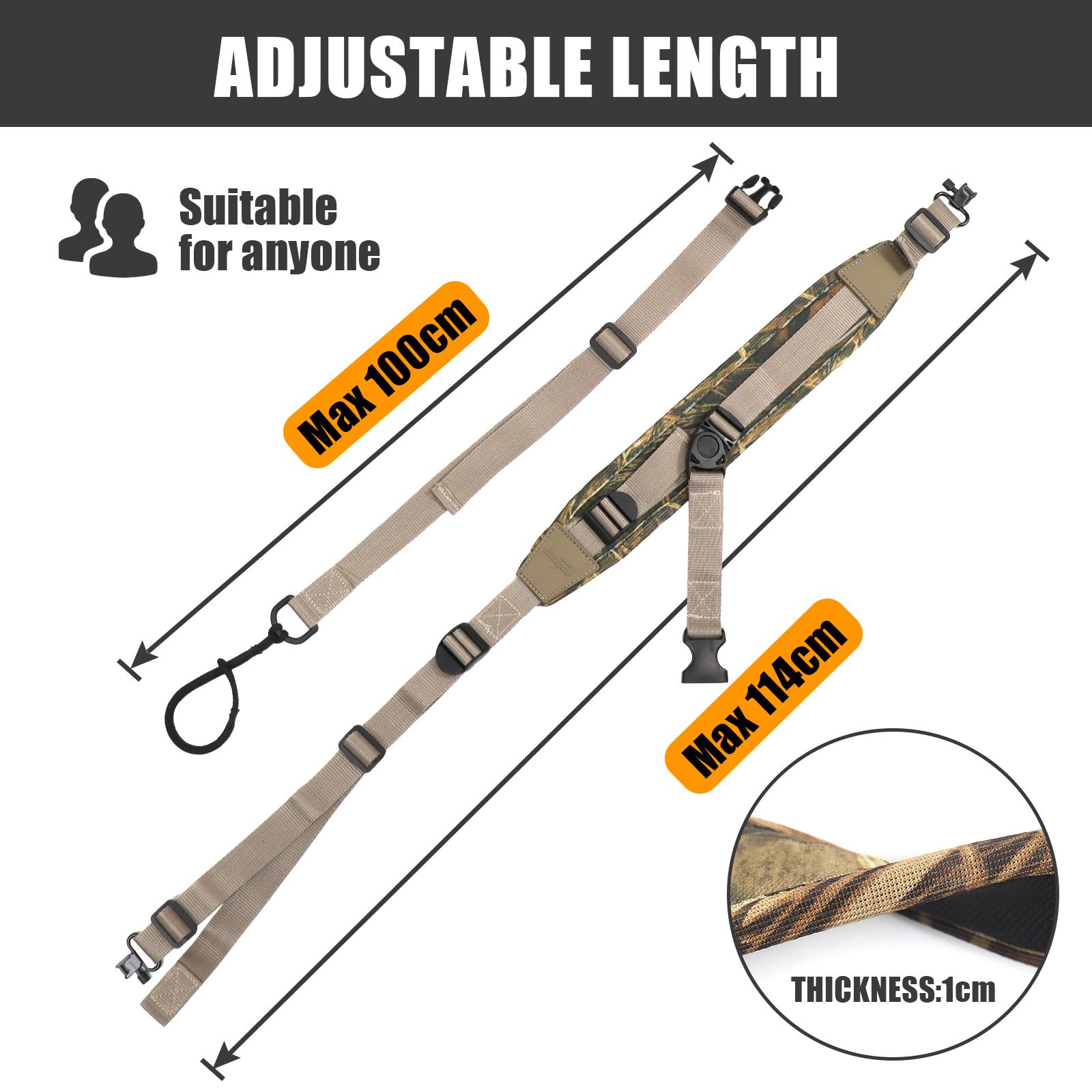 Rifle Sling Double Gun Sling Crossbody Comfortable Neoprene Hands-Free Shoulder Strap Quick-Release Adjustable Sling for Hunting