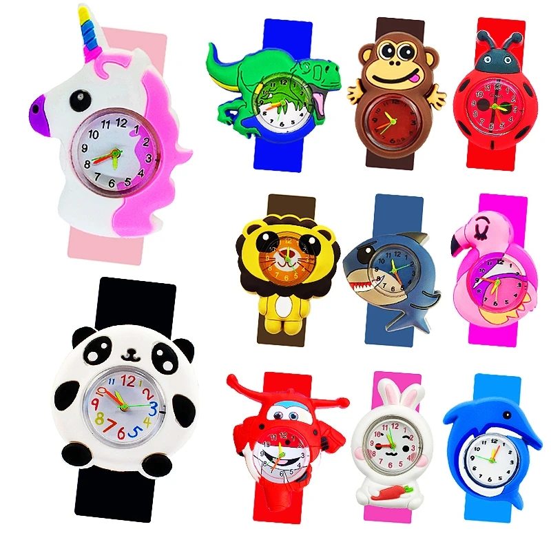 Meninos meninas relógios do bebê jardim de infância festa presente crianças tempo de estudo brinquedo relógios de pulso tapa pulseira relógio dos desenhos animados crianças relógios