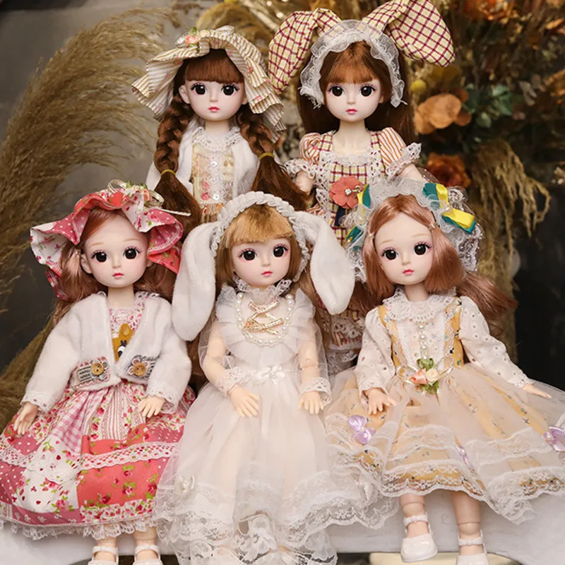 1/6 30 ซม.ตุ๊กตาBJDสาวDIYแต่งตัวเจ้าหญิงของเล่น 3Dจําลองแต่งหน้า 21 ข้อต่อที่สามารถเคลื่อนย้ายตุ๊กตาและเสื้อผ้าชุด